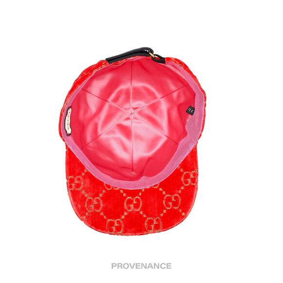🔴 Gucci GG Monogram Canvas Velour Cap - Orange - Picture 8 of 10